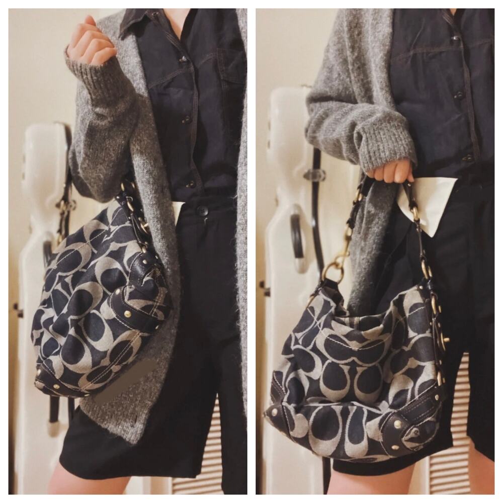 Coach Carly Blue Denim Signature Hobo Bag 12578 Vintage